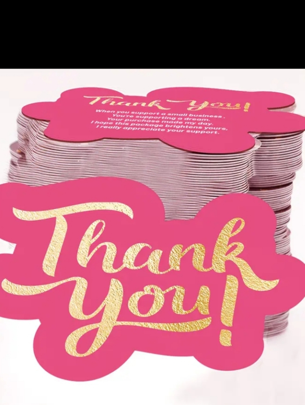 Pink "Thank You" Cards Pack Of 50